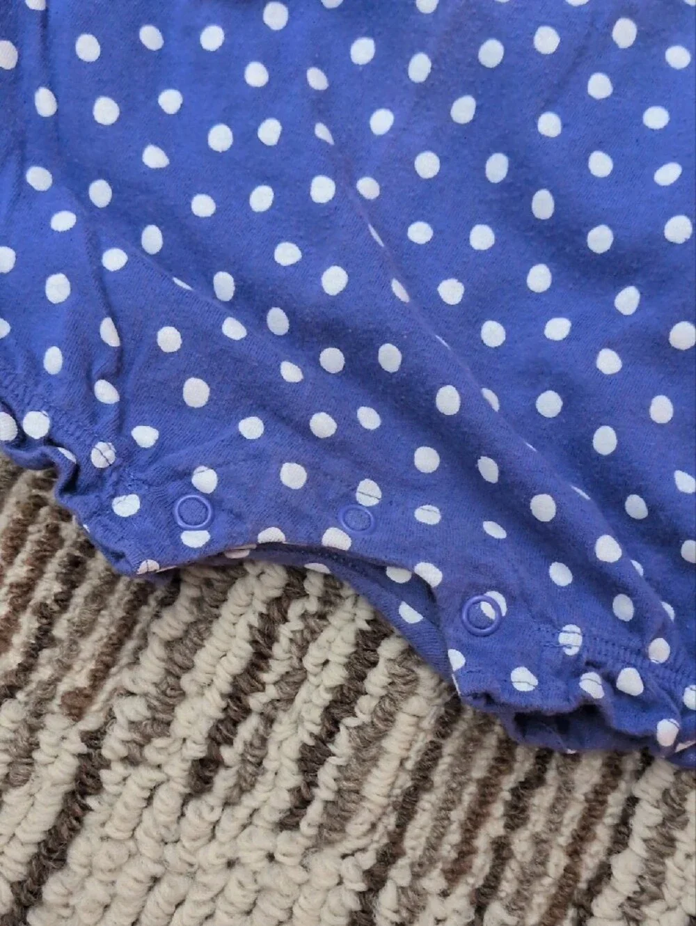 Carter's Purple Polka Dot Baby Romper & Green Checked Monkey Bodysuit.